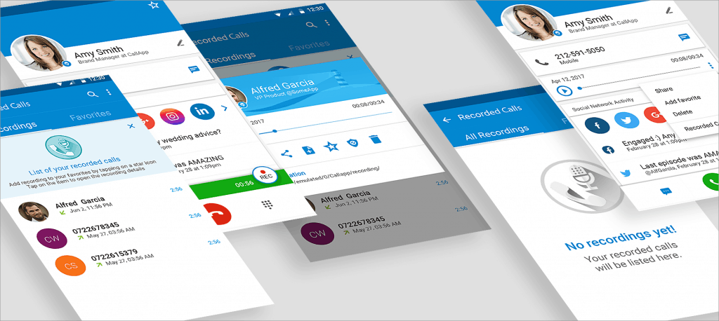 CallApp Call Recording screens