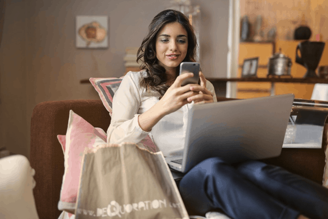 Woman checking phone