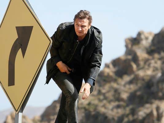 Liam Neeson in Taken on a mission to save his daughter