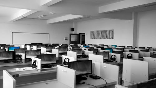 An empty call center for telemarketing