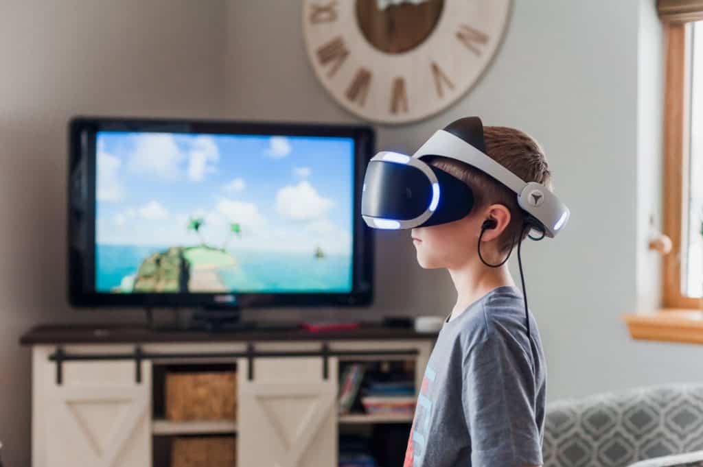 A child using a virtual reality system 