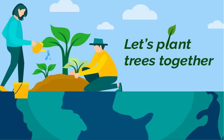 CallApp planting trees in honor of earth day 