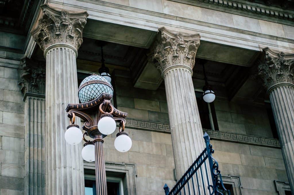 A close up of a court house 