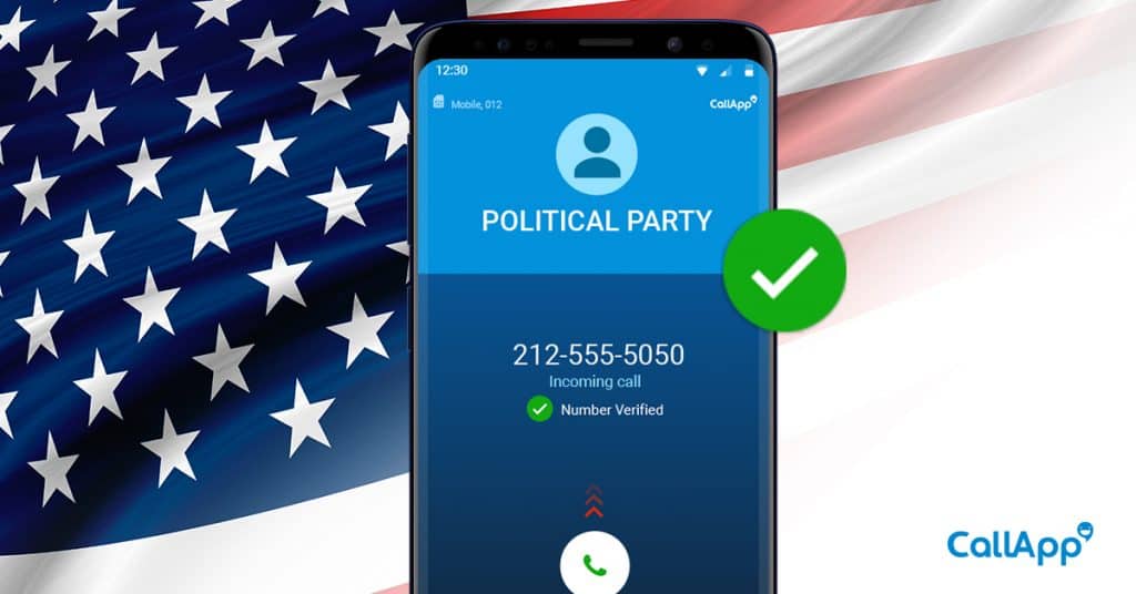 A phone screen ringing with a political party calling